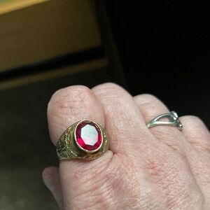 Gold Ring with Red Gemstone